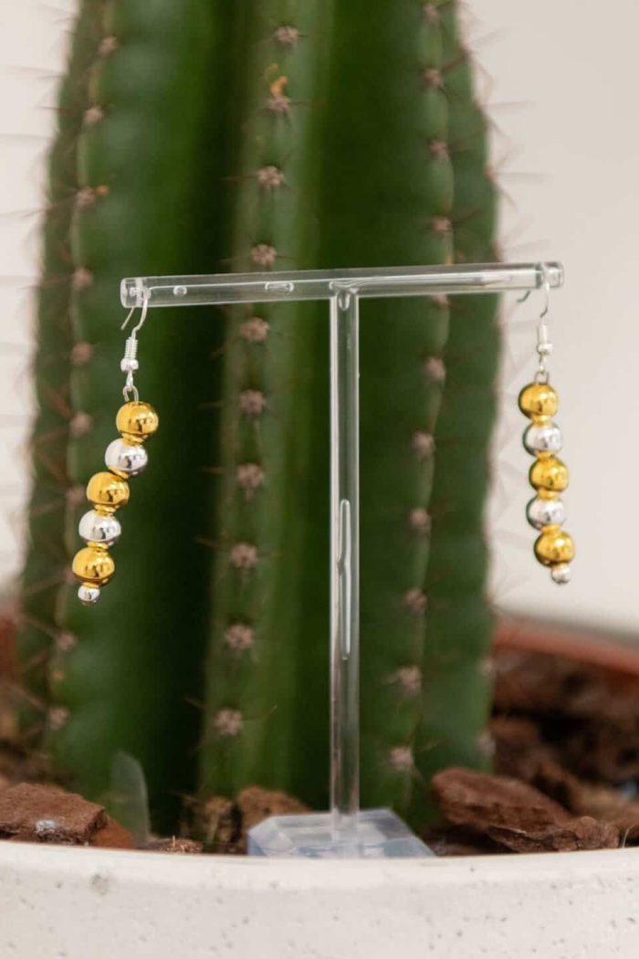 Long Ball Earring Silver and Gold