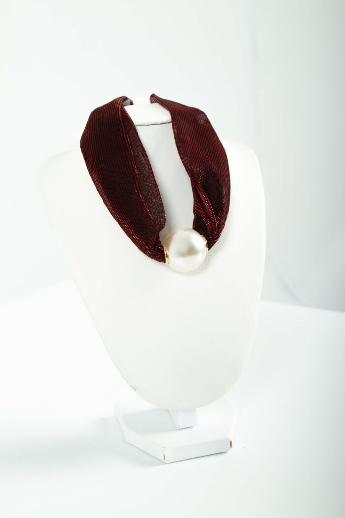 Fabric and pearl necklace