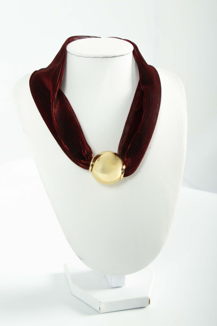 Fabric and pearl gold necklace