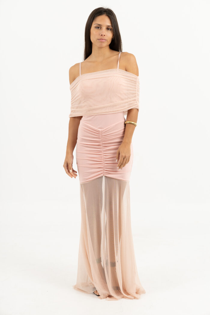 Long Tulle Dress and Boat Neck