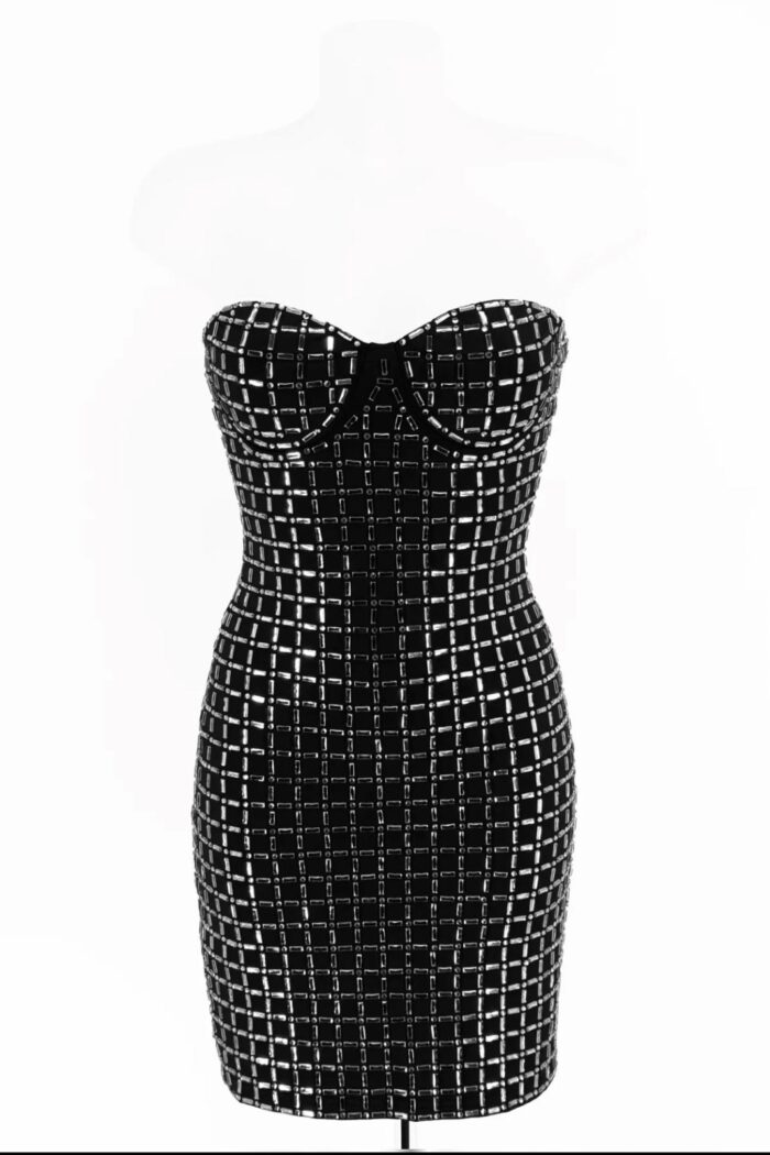 Short Strapless Rhinestone Dress