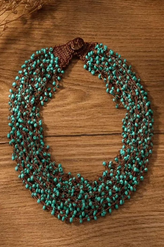Collar mini bolitas azul