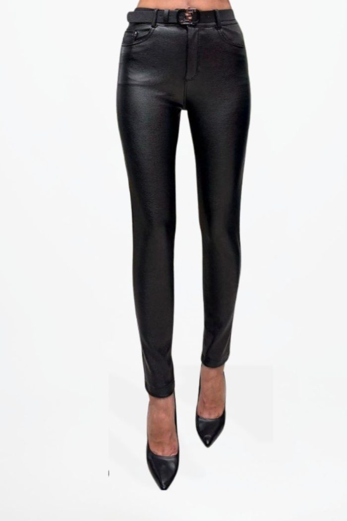 Leather-effect jeans