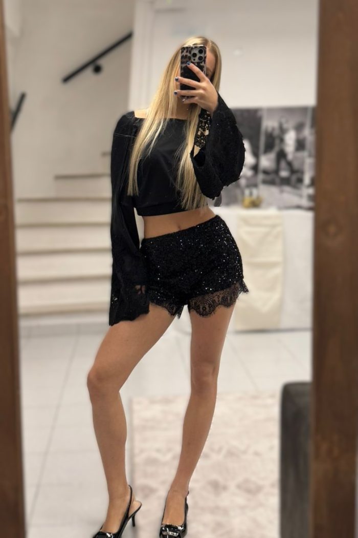 Sequins and lace shorts