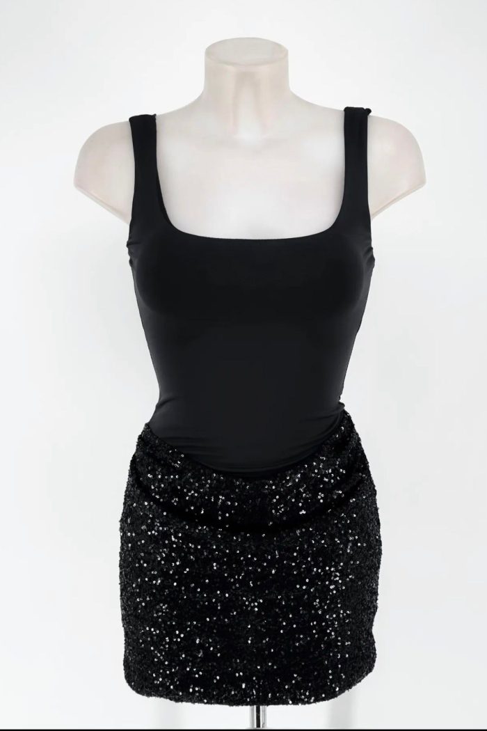 Short Dress and Sequins Bodysuit