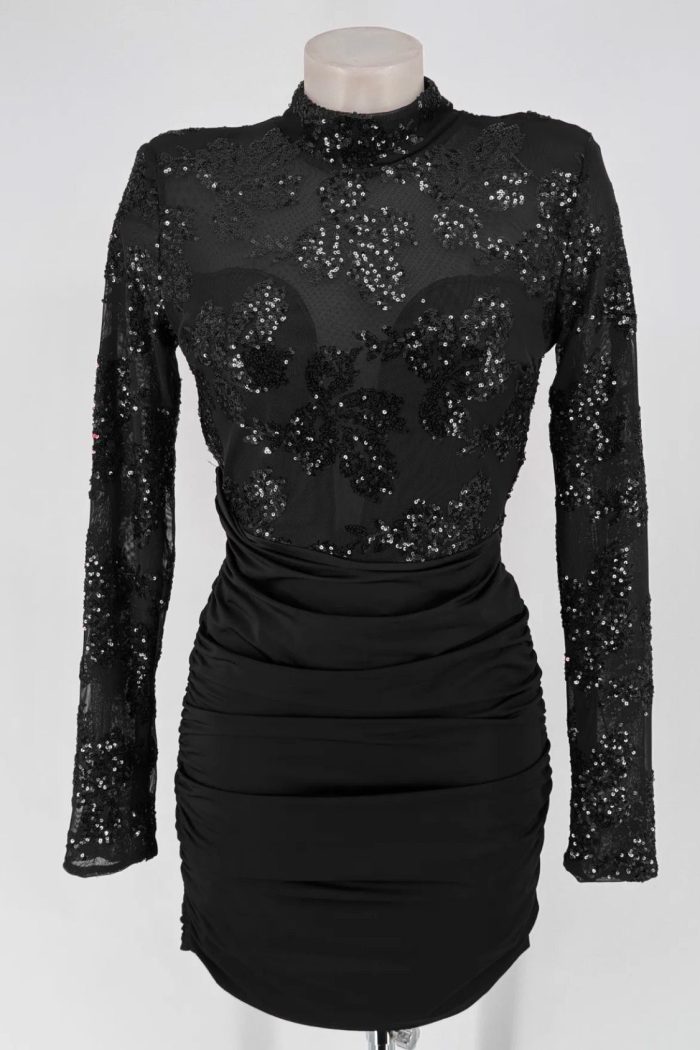 Short Black Rhinestone Dress