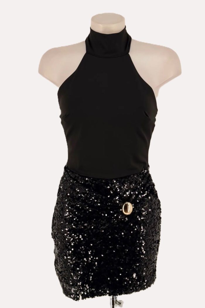 Short Sequined Turtleneck Dress