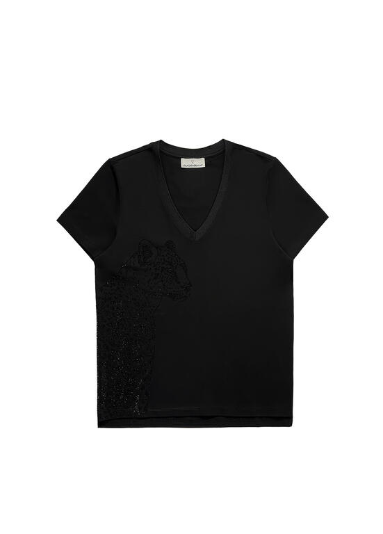 Camiseta Cuello Pico Strass