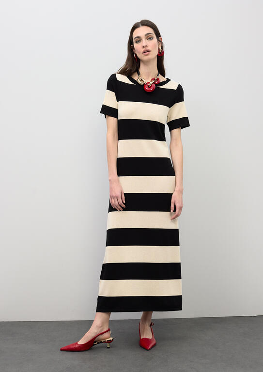Long Striped Tricot Dress