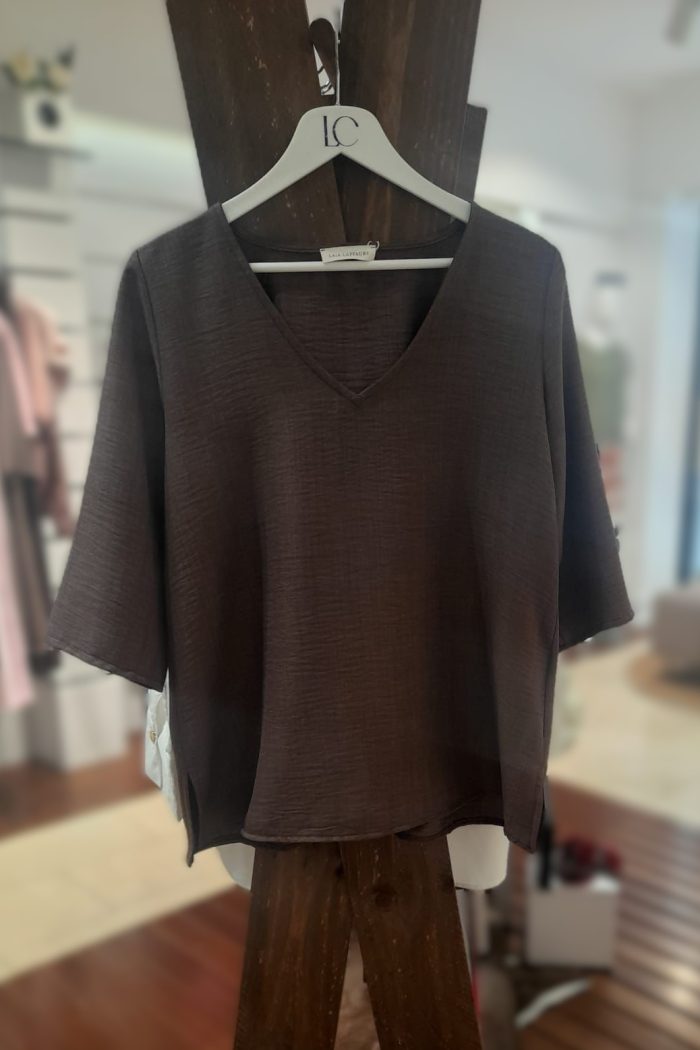 Blusa de Viscosa Manga 3/4 Moka
