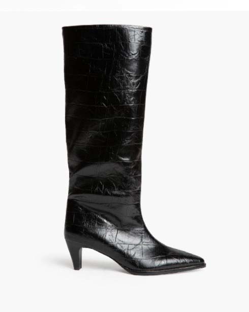 Bota Alta Efecto Piel Black